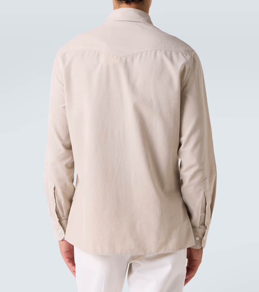 Brunello Cucinelli Men Easy Fit Western Shirt In Corduroy In Neutral