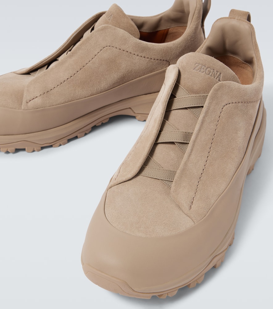 Zegna Triple Stitch Monte Low-top Sneakers In Brown