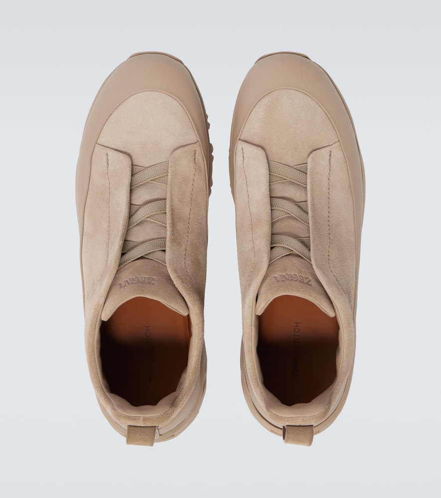 Zegna Triple Stitch Monte Low-top Sneakers In Brown