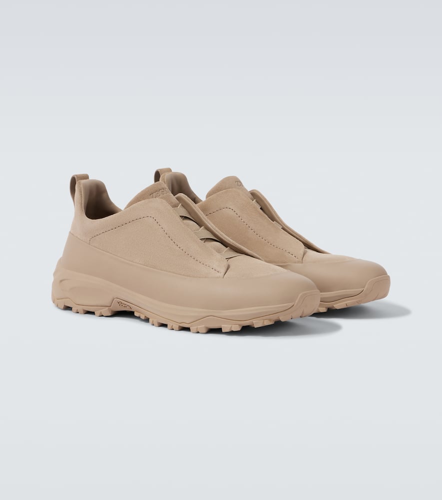 Zegna Triple Stitch Monte Low-top Sneakers In Brown