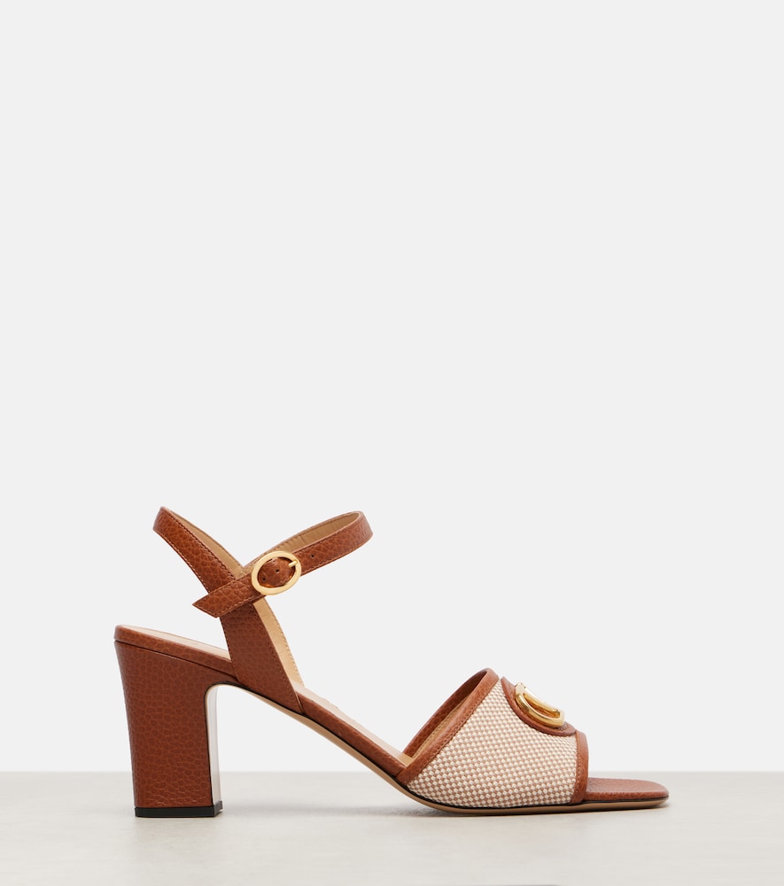  Valentino Garavani Valentino Garavani Vlogo 75 Leather-trimmed Canvas Sandals 