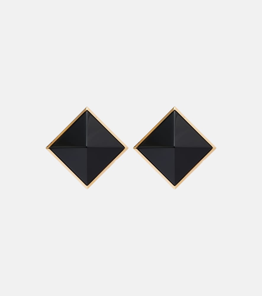 Saint Laurent Pyramid Clip-on Earrings In Black