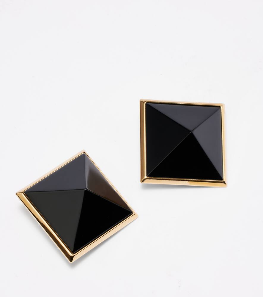 Saint Laurent Pyramid Clip-on Earrings In Black