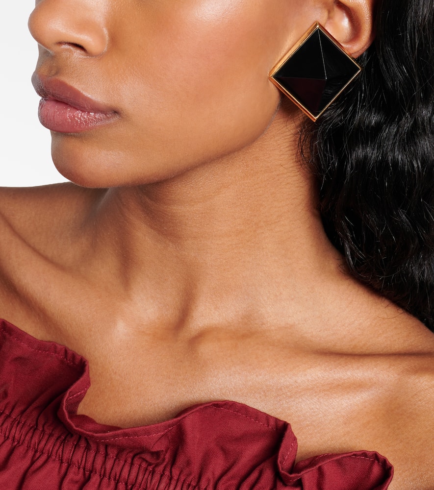 Saint Laurent Pyramid Clip-on Earrings In Black
