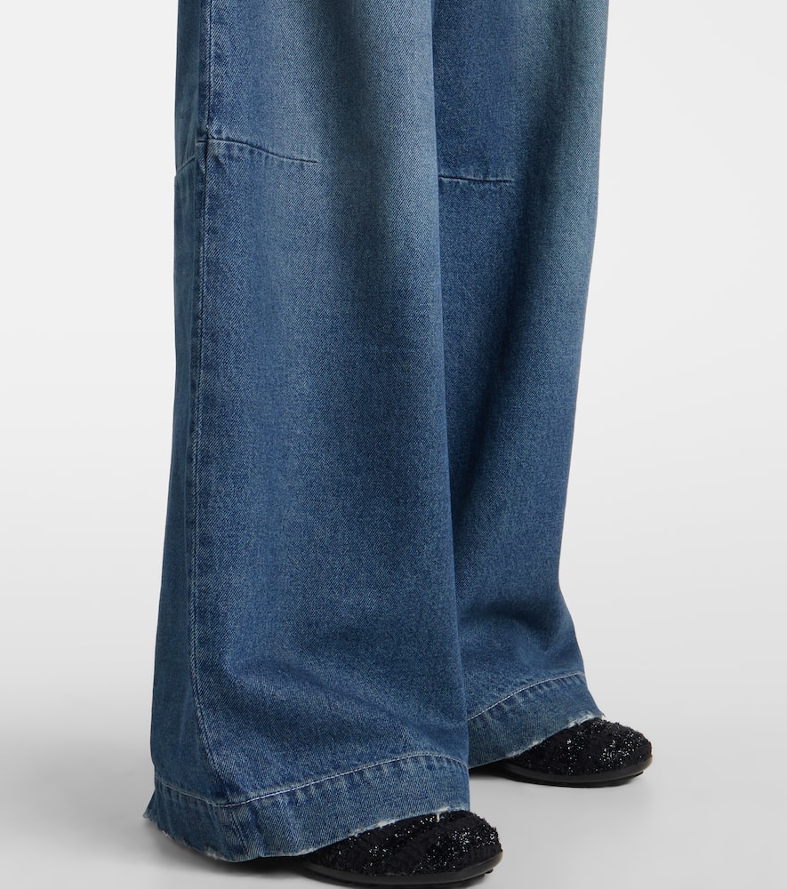 Simone Rocha Distressed High-rise Wide-leg Jeans In Blue