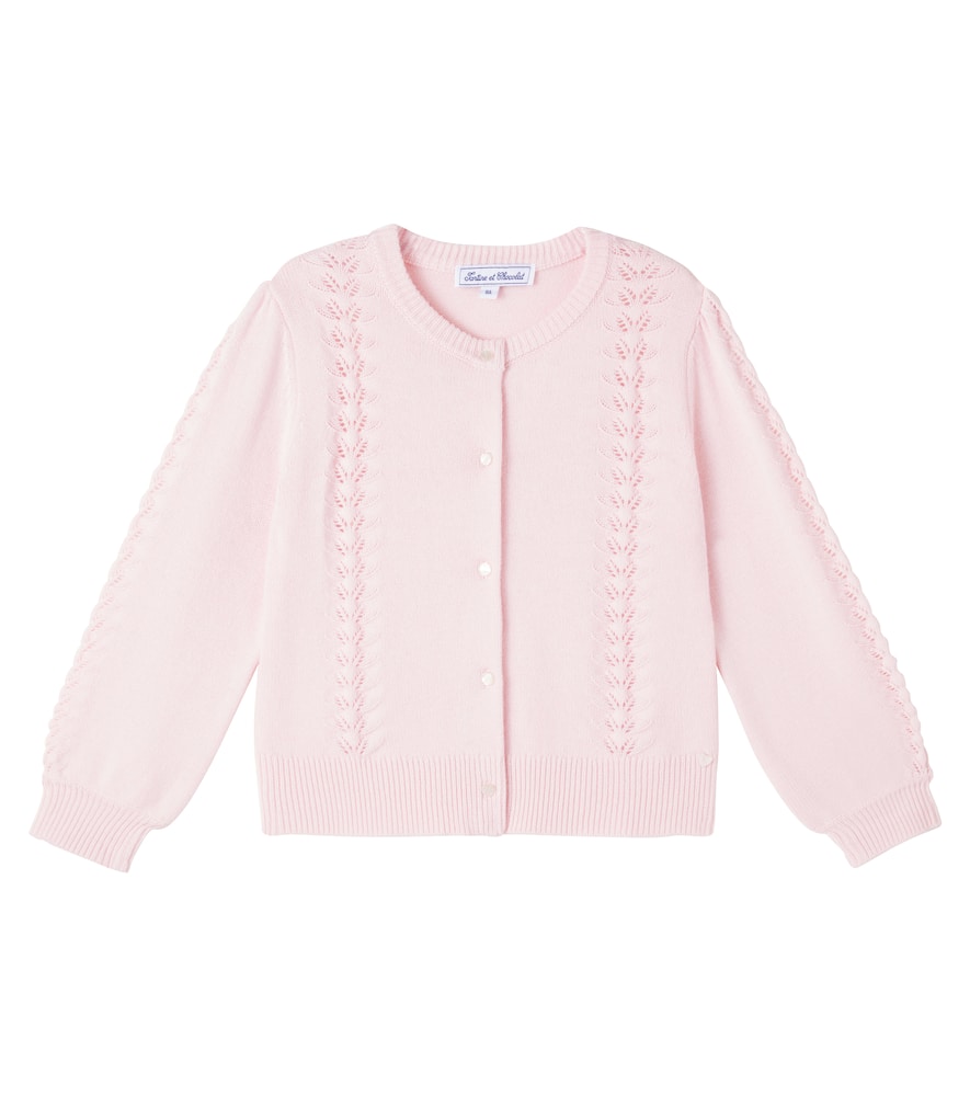 Tartine Et Chocolat Pointelle Cardigan In Pink