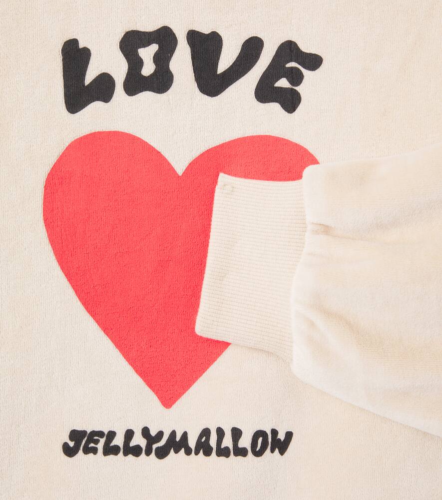 Jellymallow Heart Shirring Velour Sweatshirt In Neutral