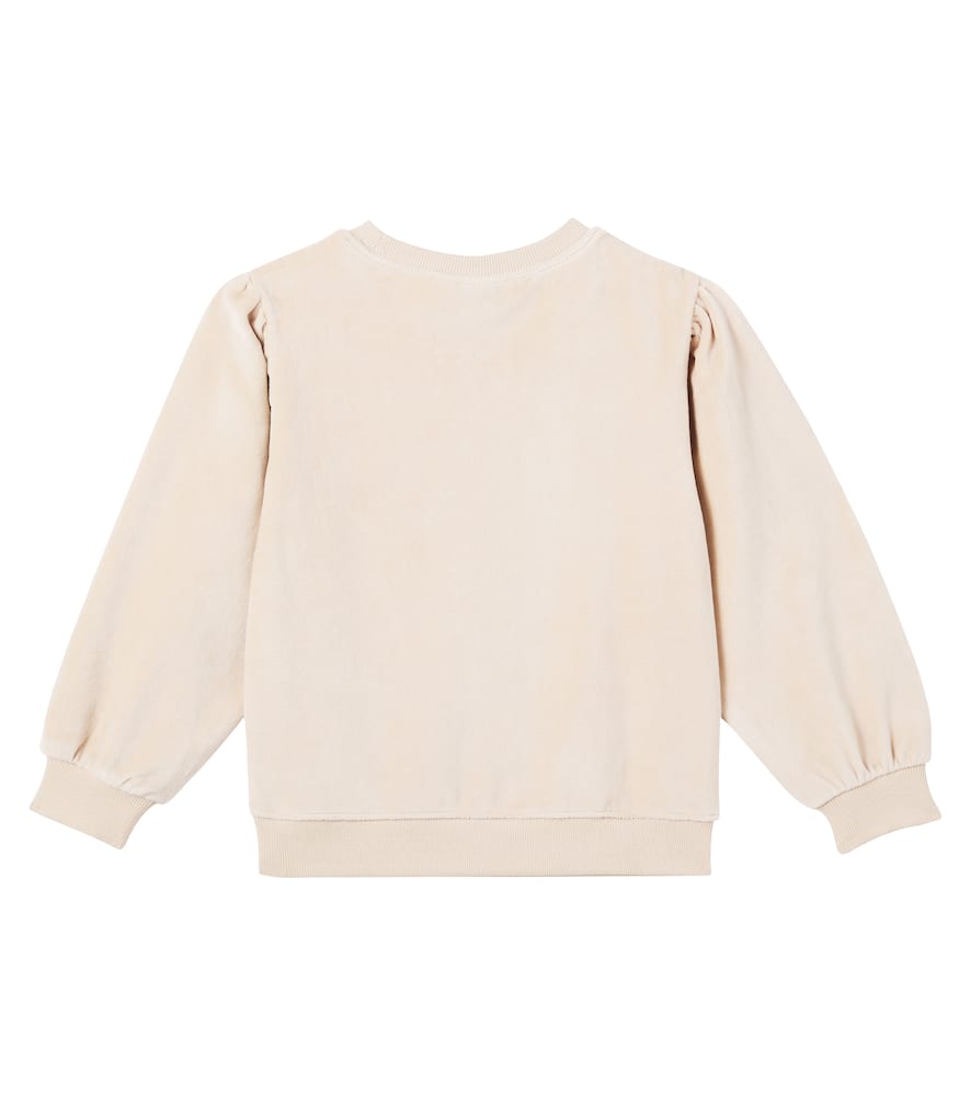Jellymallow Heart Shirring Velour Sweatshirt In Neutral