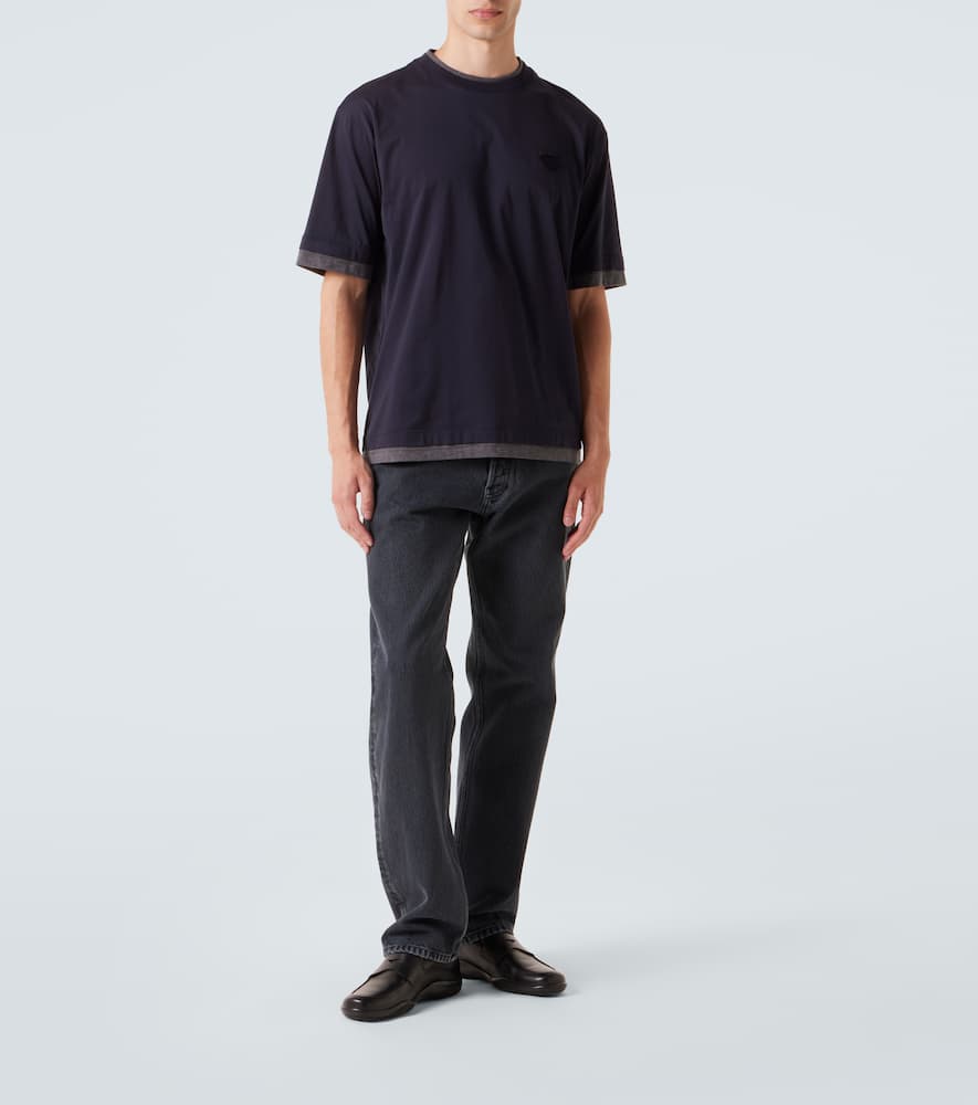 Prada Men Double Layer T-shirt In Blue