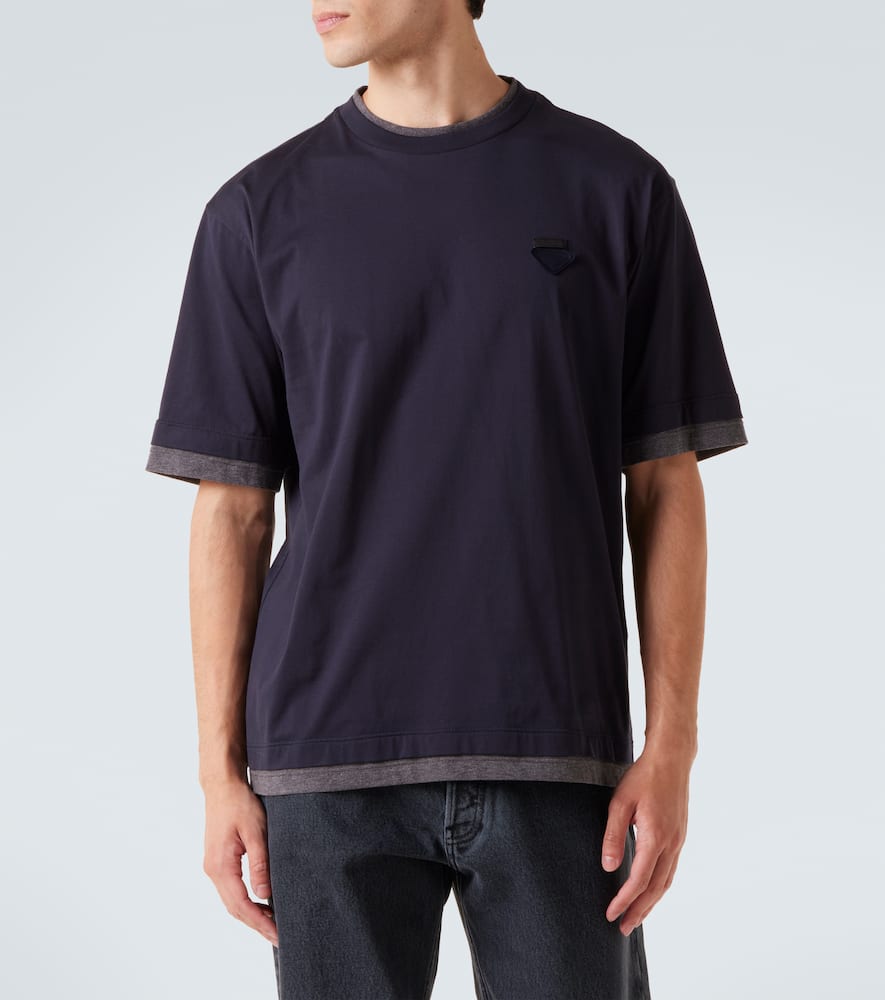 Prada Men Double Layer T-shirt In Blue