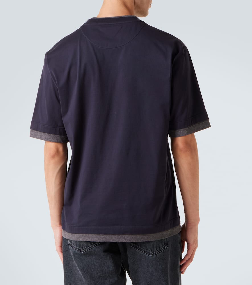 Prada Men Double Layer T-shirt In Blue