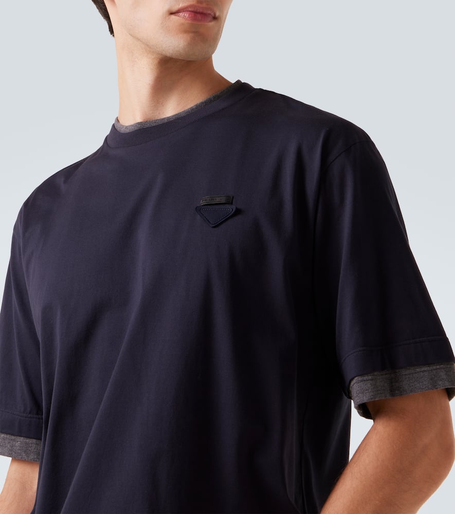 Prada Men Double Layer T-shirt In Blue