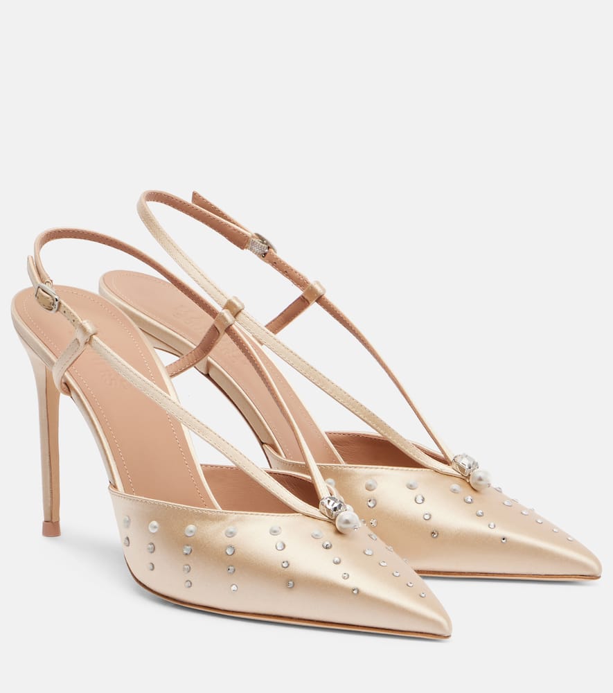 Malone Souliers Moore Metallic Nappa Leather Pointed-toe Slingback Pumps In Sand