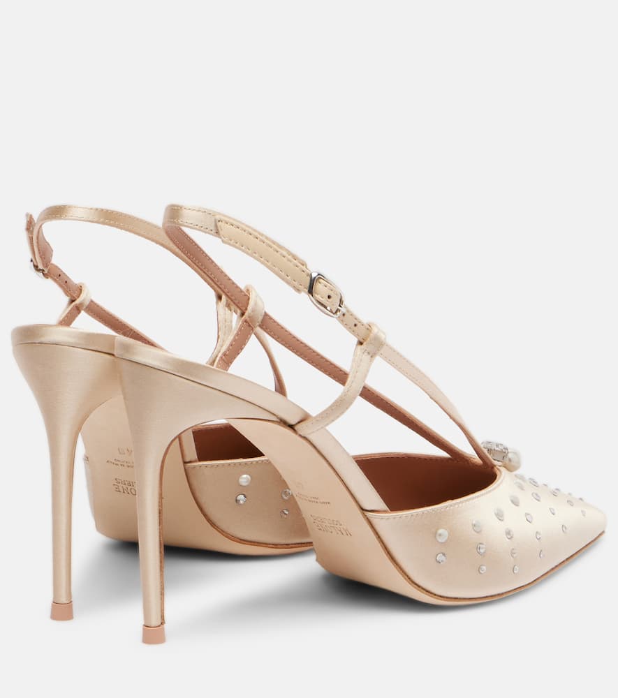 Malone Souliers Moore Metallic Nappa Leather Pointed-toe Slingback Pumps In Sand