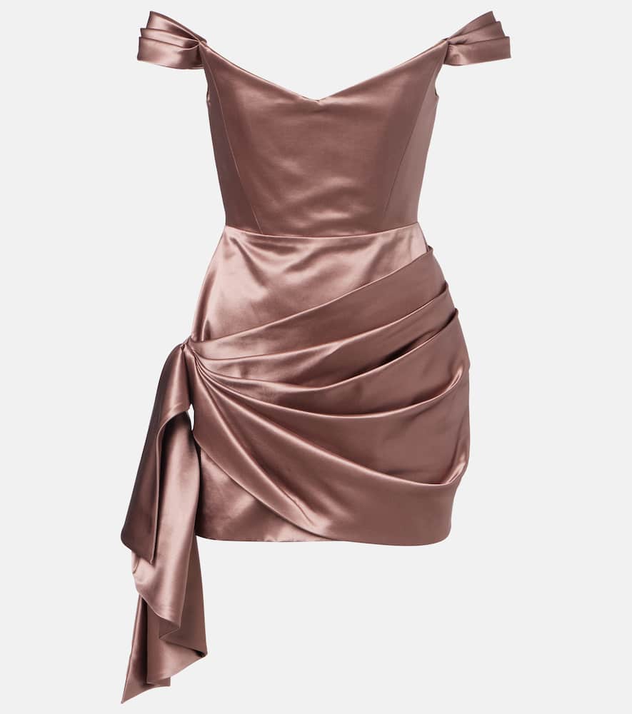 Alex Perry Off-shoulder Cotton And Silk Satin Minidress In Pink