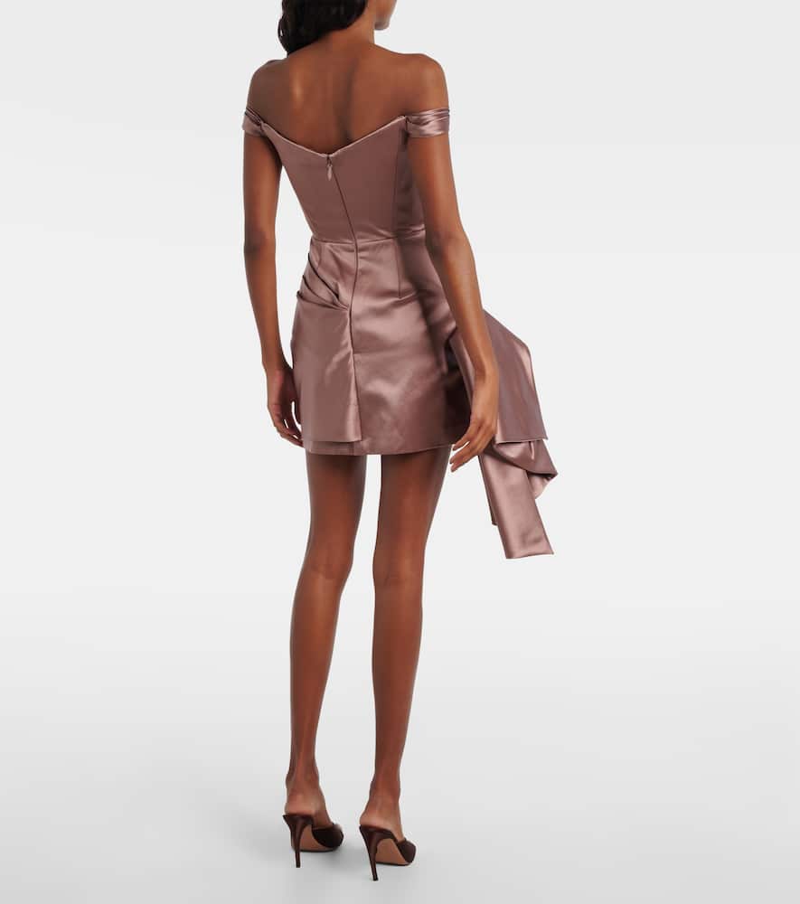 Alex Perry Off-shoulder Cotton And Silk Satin Minidress In Pink