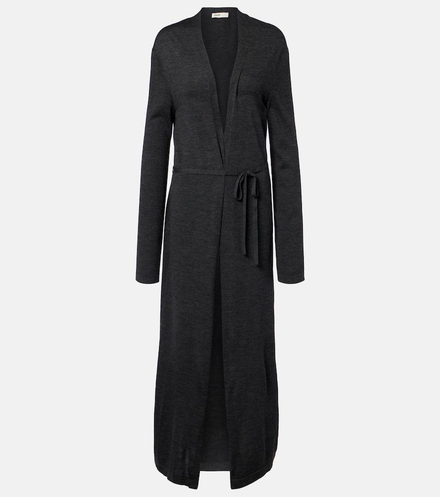 Khaite Alek Wool Wrap Cardigan In Black