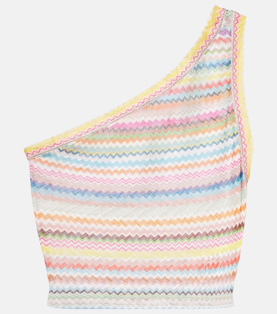 Missoni Zig Zag One-shoulder Crop Top In Multi