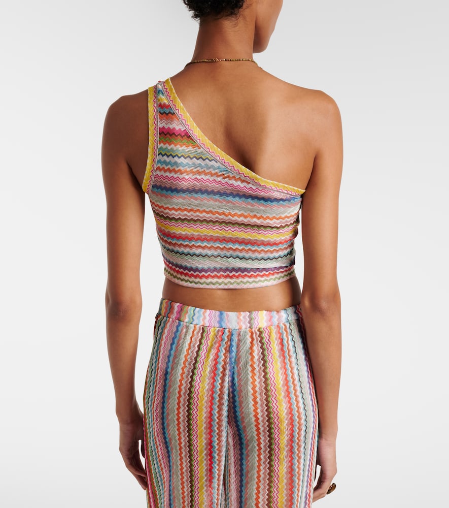 Missoni Zig Zag One-shoulder Crop Top In Multi