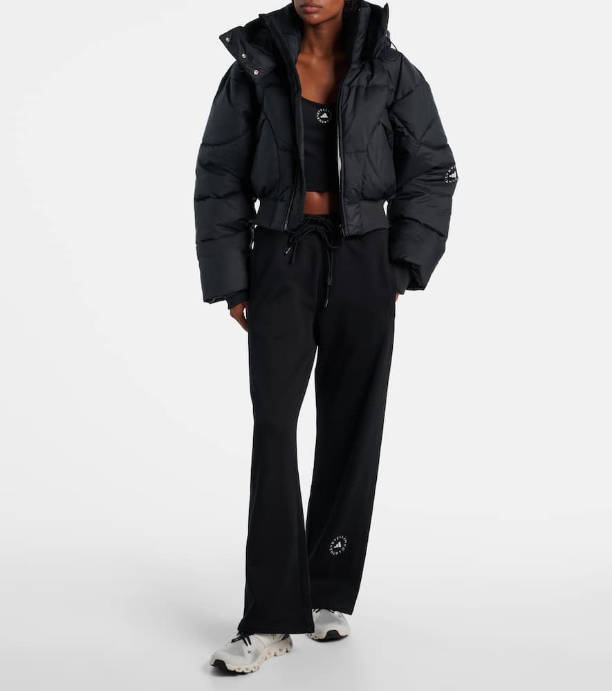Adidas By Stella Mccartney Hooded Cropped Puffer Jacket With Long Sleeves In Multi