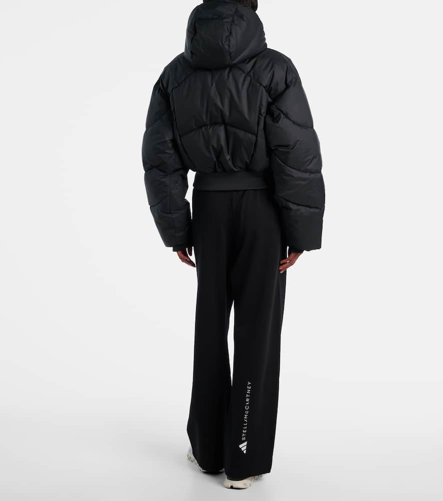 Adidas By Stella Mccartney Hooded Cropped Puffer Jacket With Long Sleeves In Multi