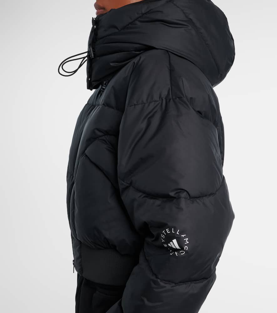 Adidas By Stella Mccartney Hooded Cropped Puffer Jacket With Long Sleeves In Multi