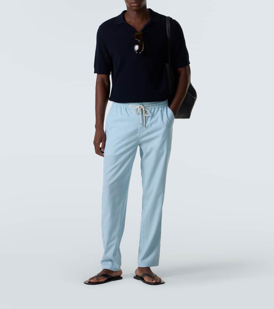 Vilebrequin Parc Striped Wool-blend Slim Pants In Blue