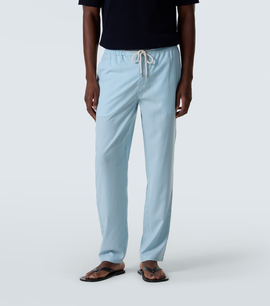 Vilebrequin Parc Striped Wool-blend Slim Pants In Blue