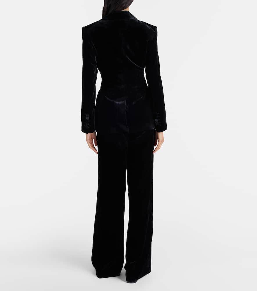 Veronica Beard Alex High-rise Velvet Wide-leg Pants In Black