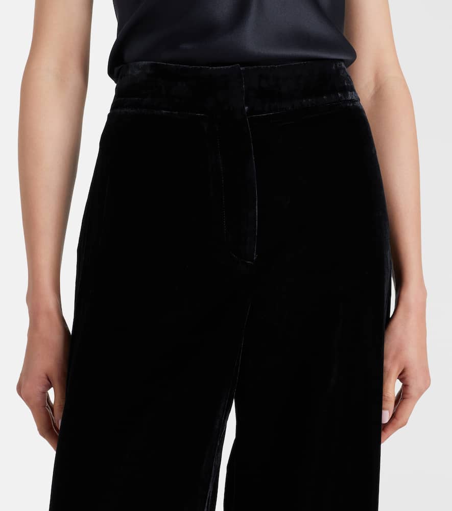 Veronica Beard Alex High-rise Velvet Wide-leg Pants In Black
