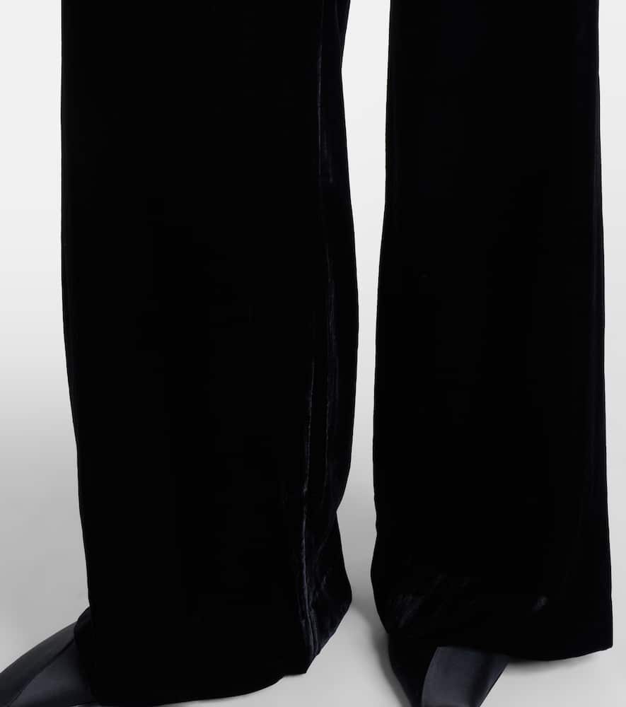 Veronica Beard Alex High-rise Velvet Wide-leg Pants In Black