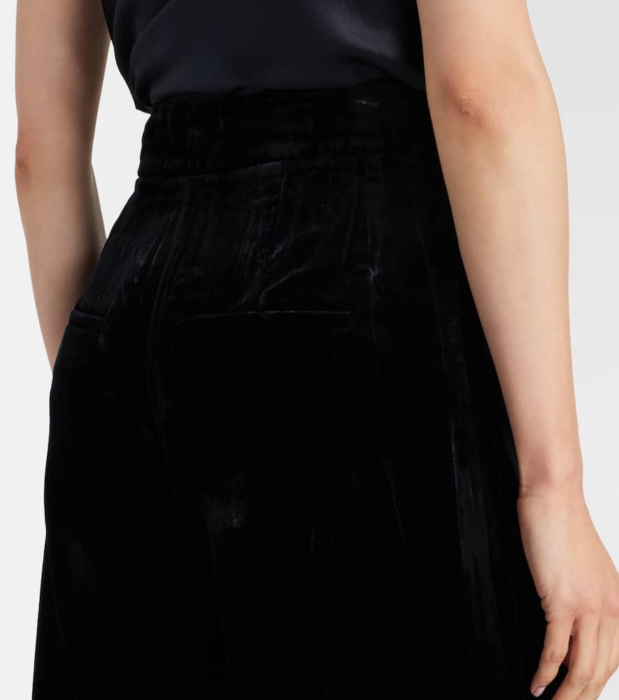 Veronica Beard Alex High-rise Velvet Wide-leg Pants In Black