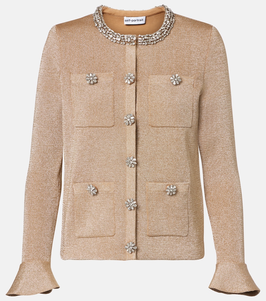 Self-Portrait Women's Gold Embellished Cardigan UK Size 10 - Mytheresa