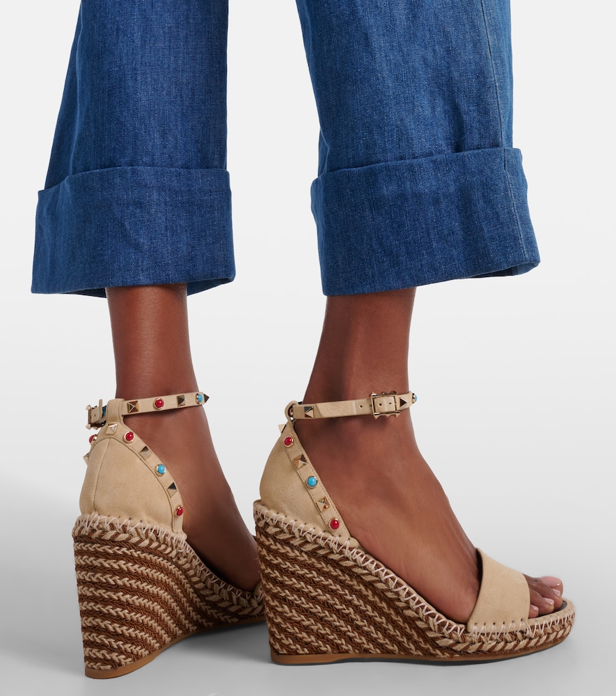 Valentino Garavani Rockstud 105 suede espadrille wedges