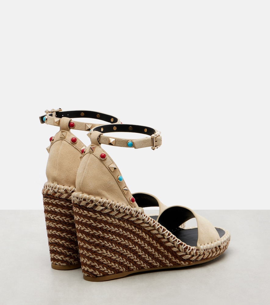  Valentino Garavani Valentino Garavani Espadrille-wedges Rockstud 105 Mit Veloursleder 