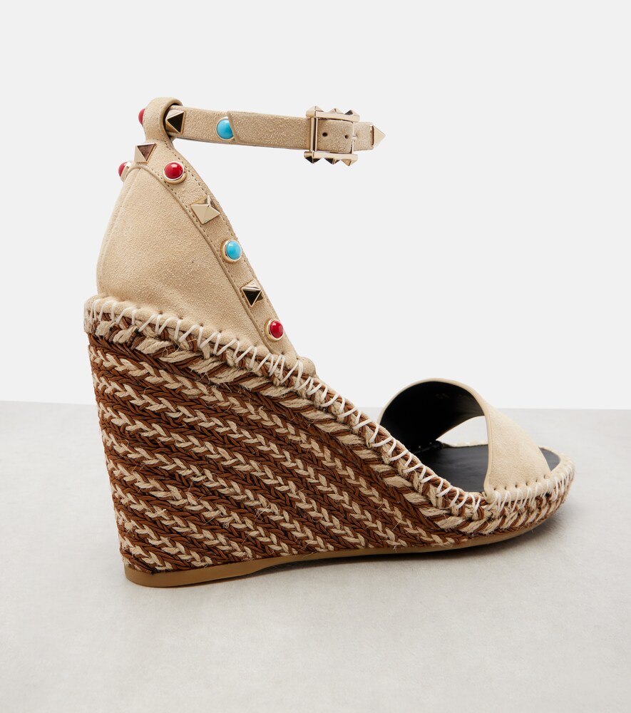  Valentino Garavani Valentino Garavani Espadrille-wedges Rockstud 105 Mit Veloursleder 