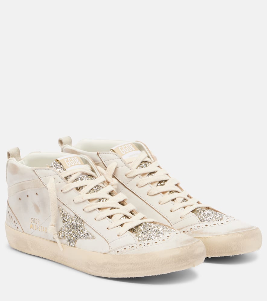 Golden Goose Mid Star Embellished Suede High-top Sneakers In Sand