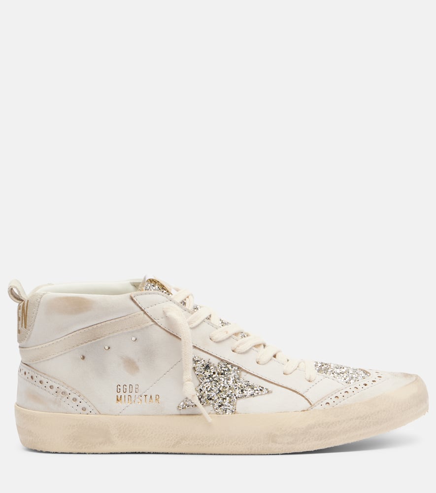 Golden Goose Mid Star Embellished Suede High-top Sneakers In Sand