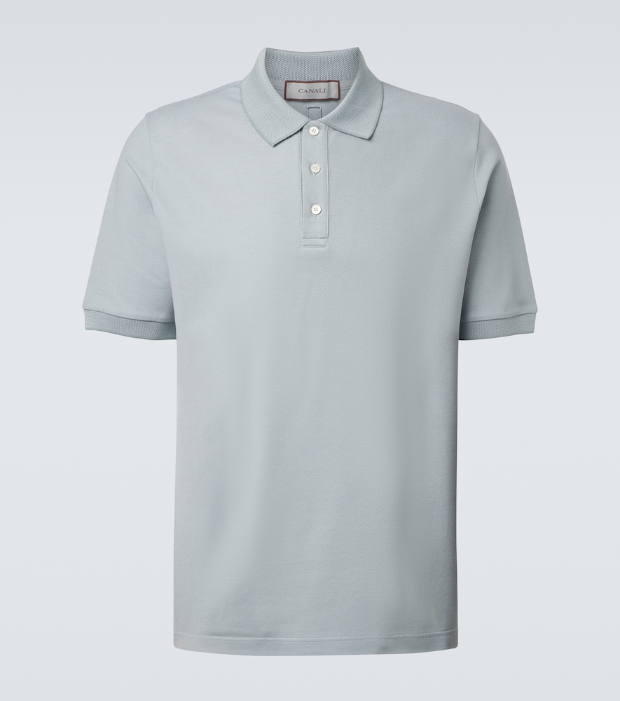 Canali Cotton Piqué Polo Shirt In Blue