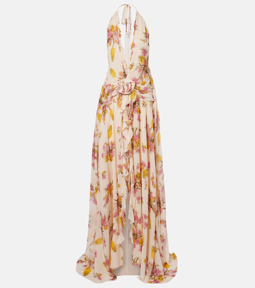 Blumarine Abito lungo in georgette con ruches