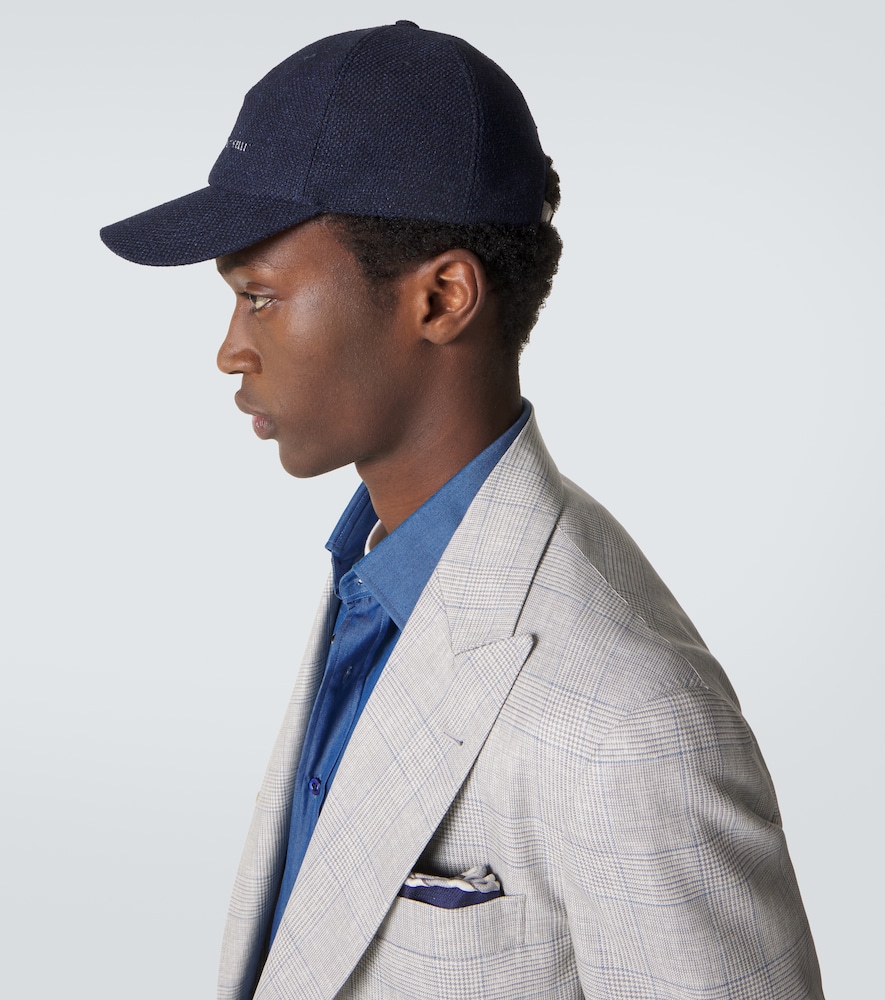  Brunello Cucinelli Brunello Cucinelli Logo Silk, Linen, And Wool Baseball Cap 