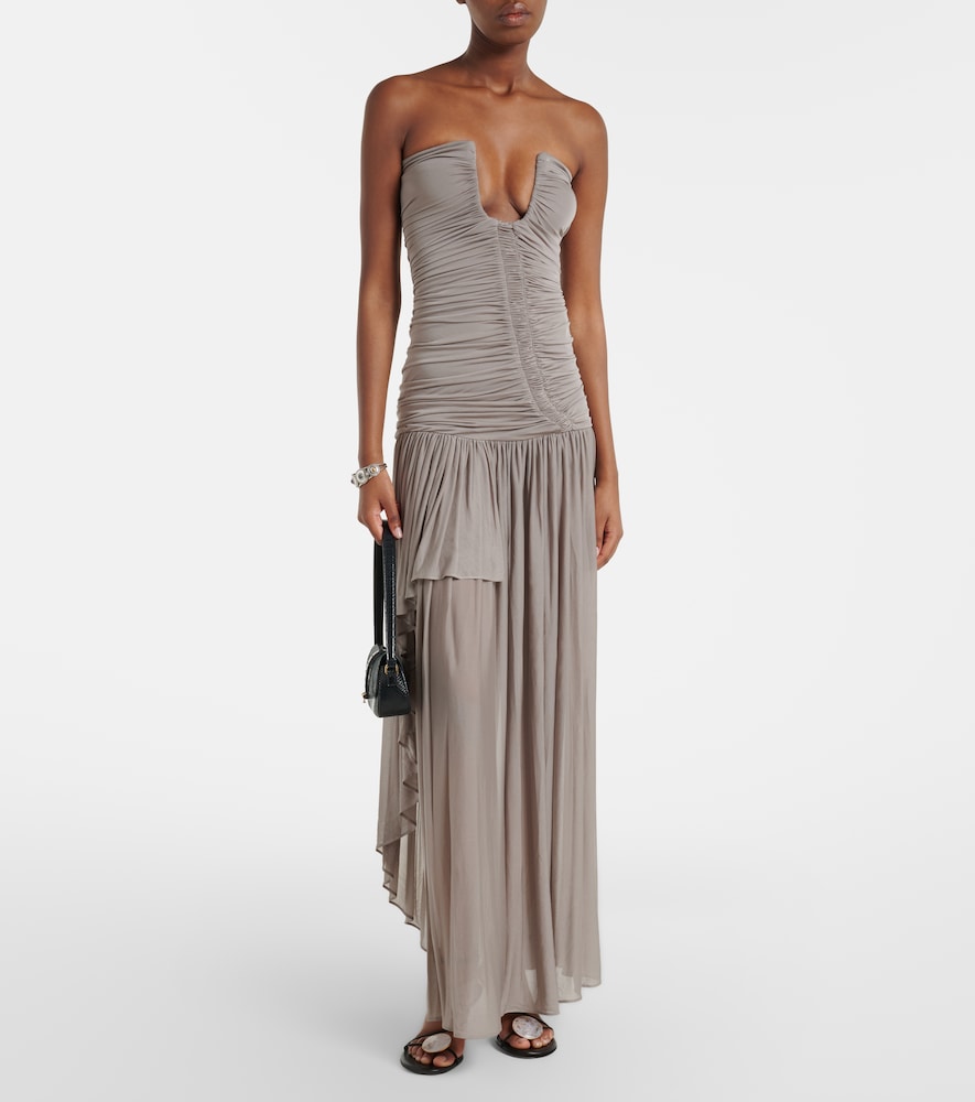 Christopher Esber Ruched asymmetric midi dress