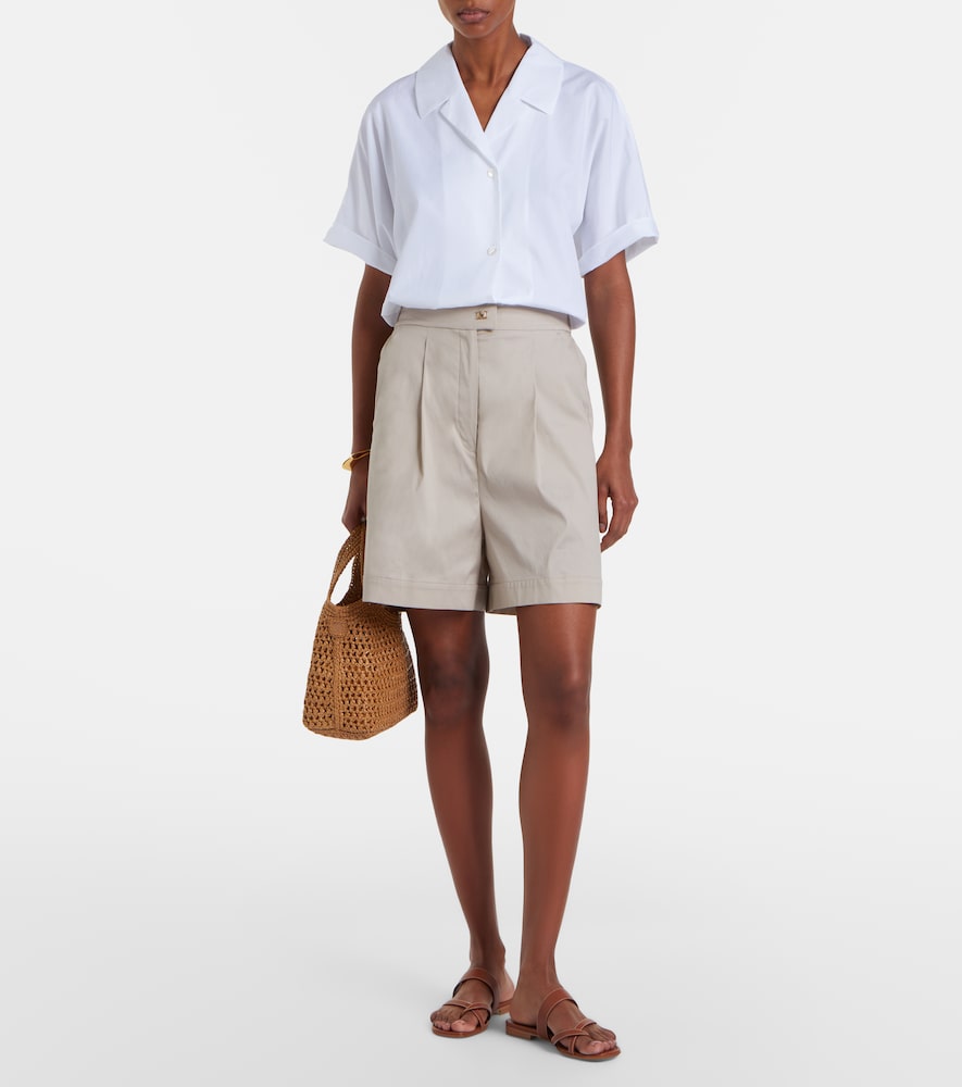 Max Mara Medeola pleated cotton-blend Bermuda shorts