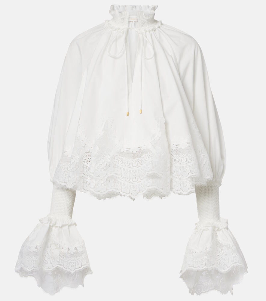 Zimmermann Alchemy Lace-trimmed Cotton Blouse In White
