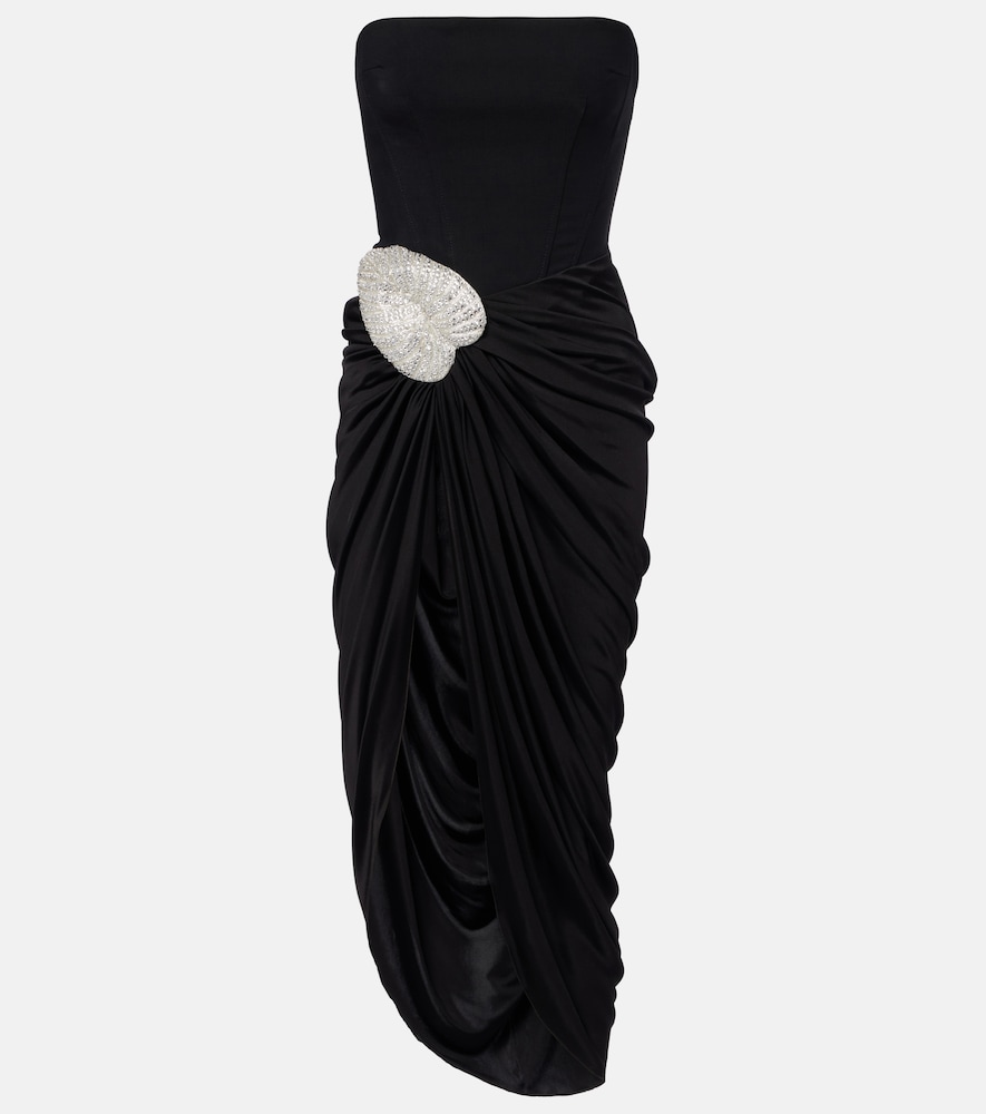 David Koma Embellished Draped Wool Blend Corset Dress