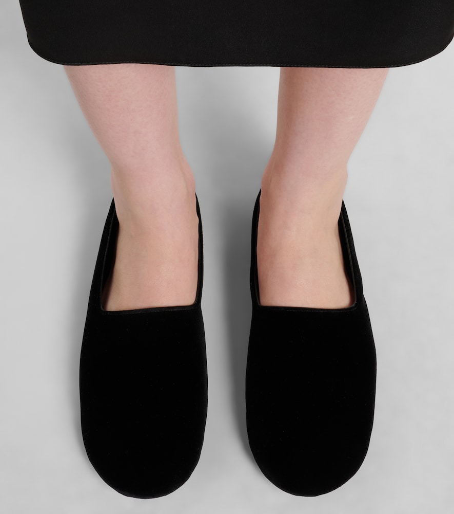 The Row Ponti velvet slip-on shoes