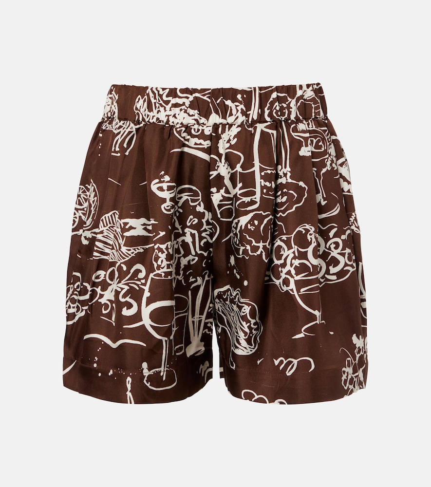 Asceno Zurich printed silk twill shorts