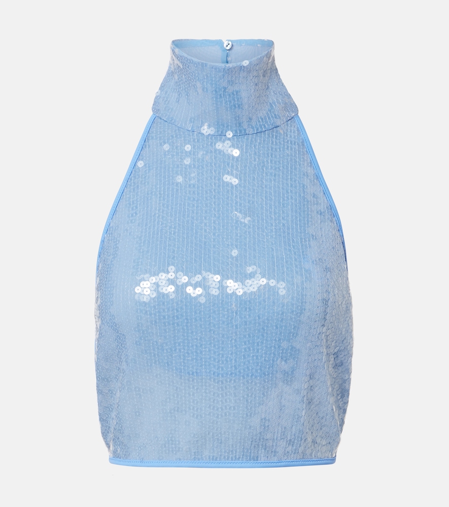 Oséree Sequined Halterneck Crop Top