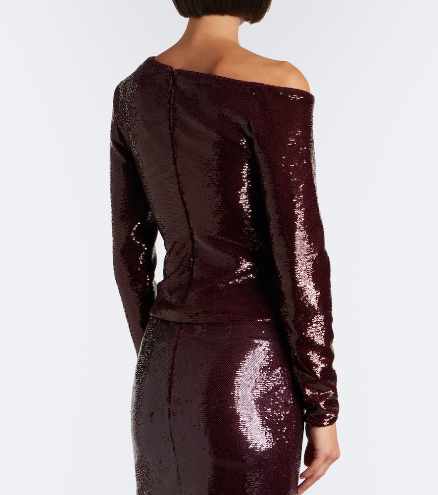 Draped Sequined Asymmetric Top