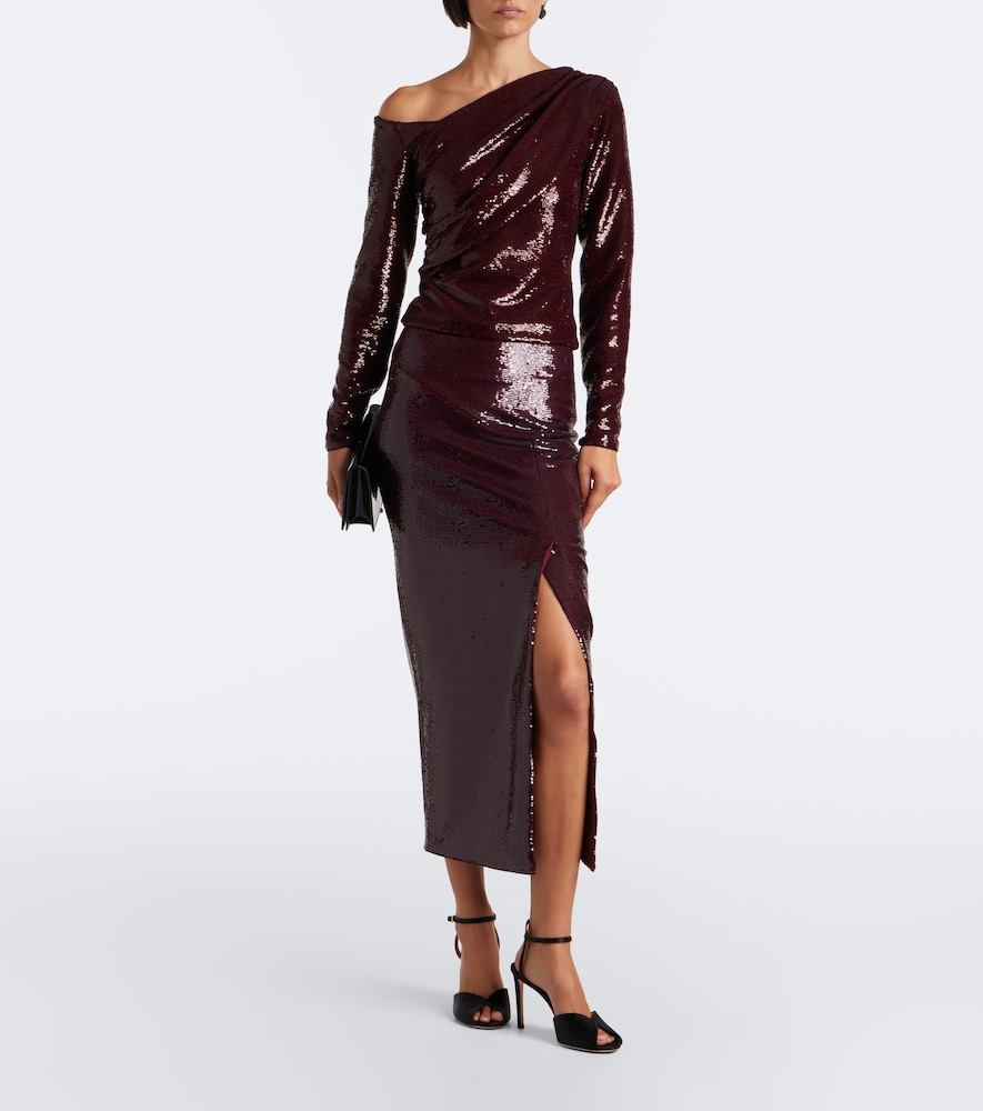 Draped Sequined Asymmetric Top